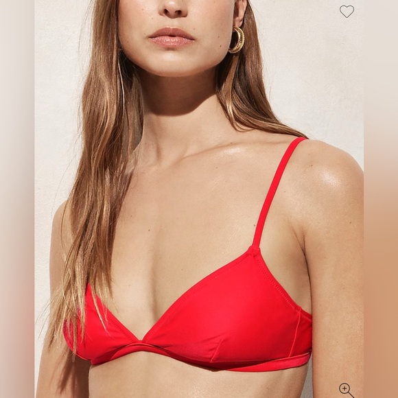 J. Crew Red Bikini top Classic Triangle Swimwear NWT - Picture 3 of 6